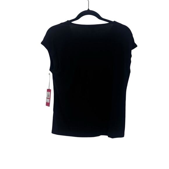 Vince Camuto V-Neck Short Sleeve Blouse Top Solid Rich Black Size XS NWT - Picture 5 of 12